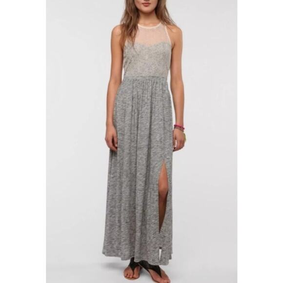 Kimchi Blue Urban Outfitters Lace Maxi Dress Size Large Illusion Sheer Slit EUC - Picture 2 of 11